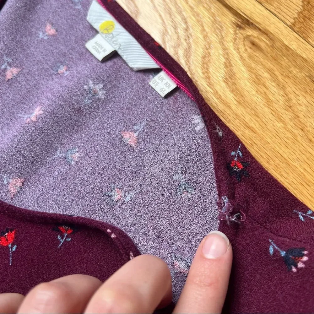 Boden Eliza Dress in Burgundy Floral Ruby Ring Country Ditsy Size US 6 Spring - Picture 10 of 10